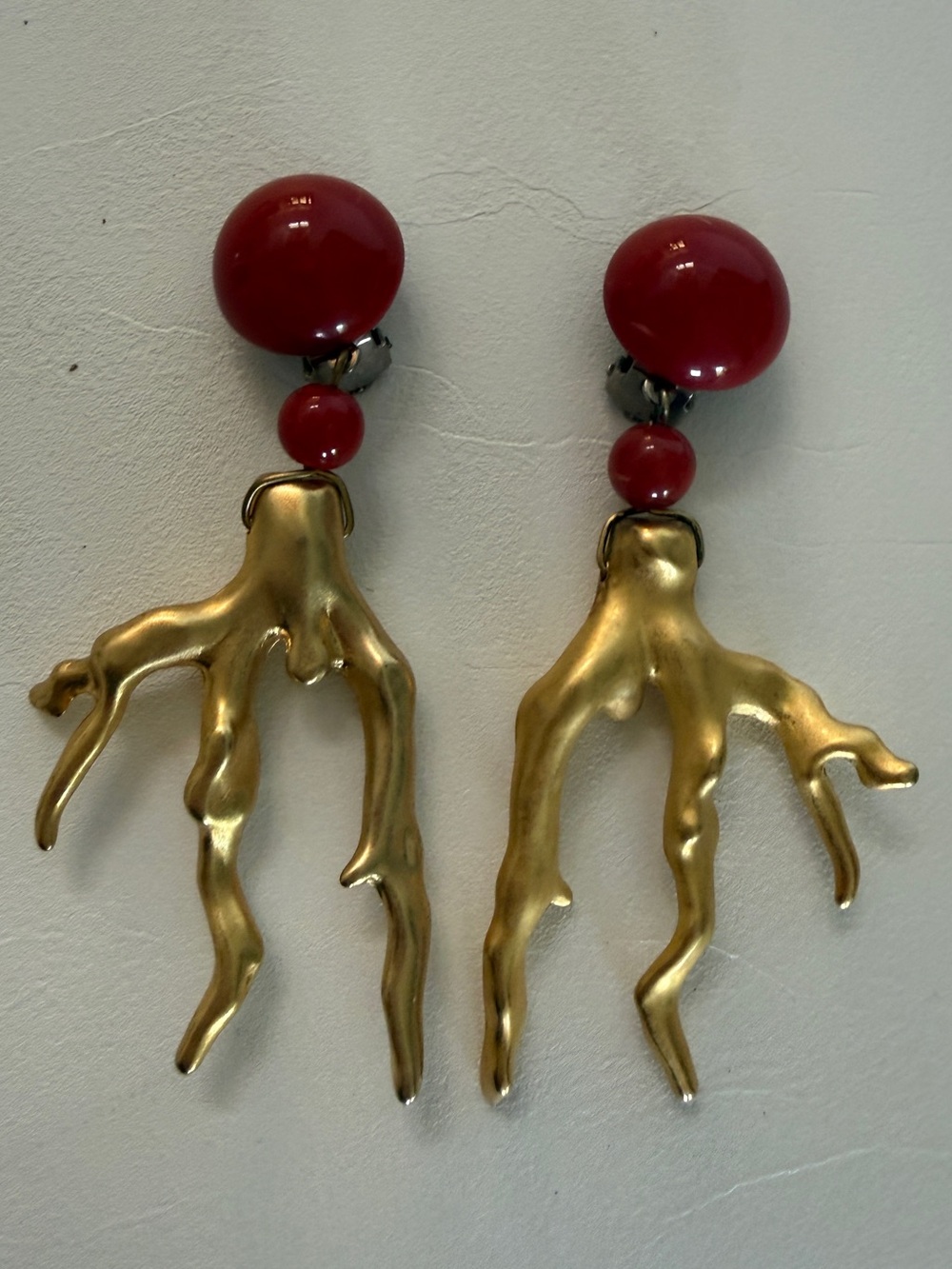 ANGELA CAPUTI Resin Coral Drop Clip-on Earrings